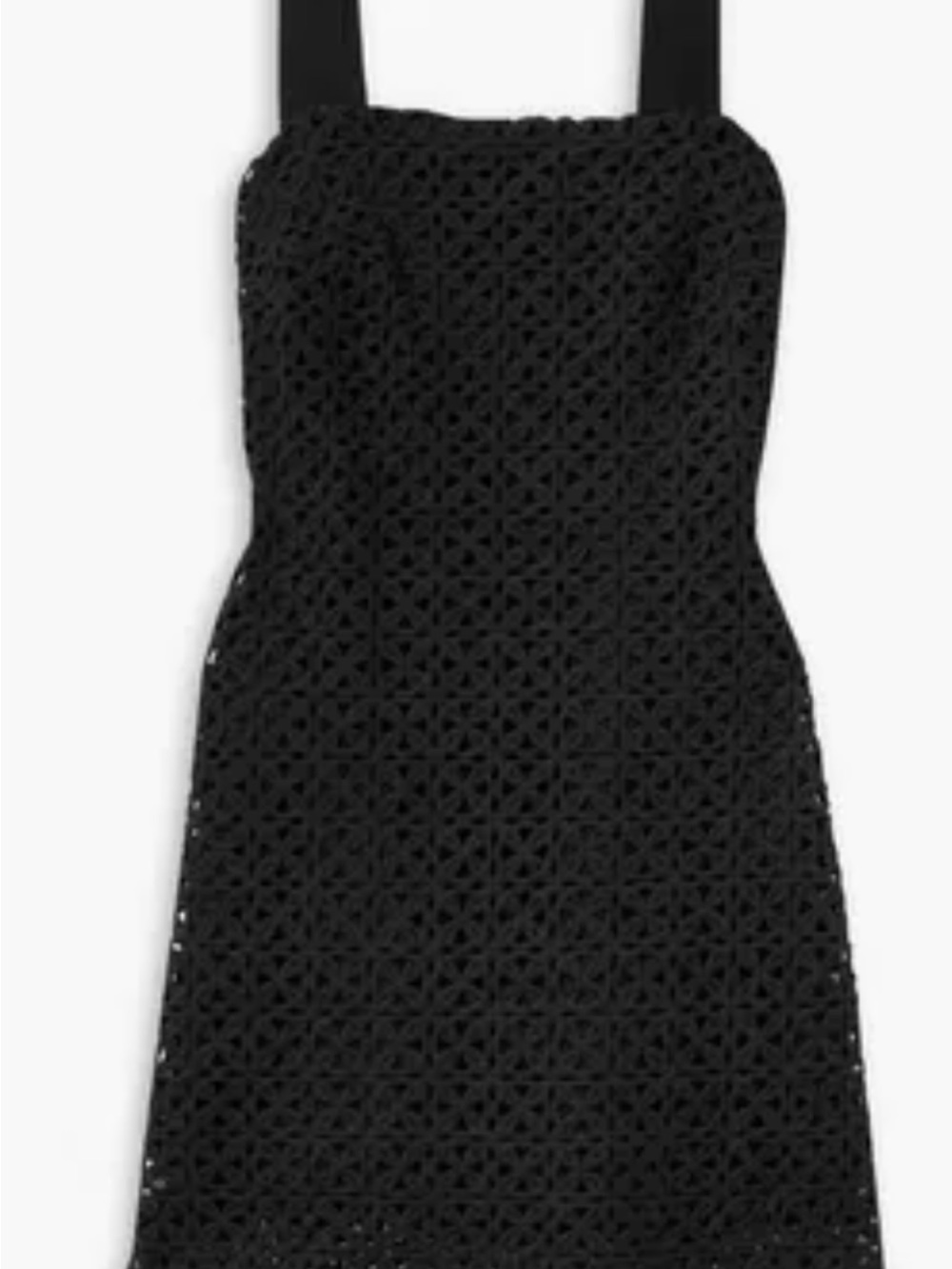 Miguelina Black Strapless Crochet A-line Dress